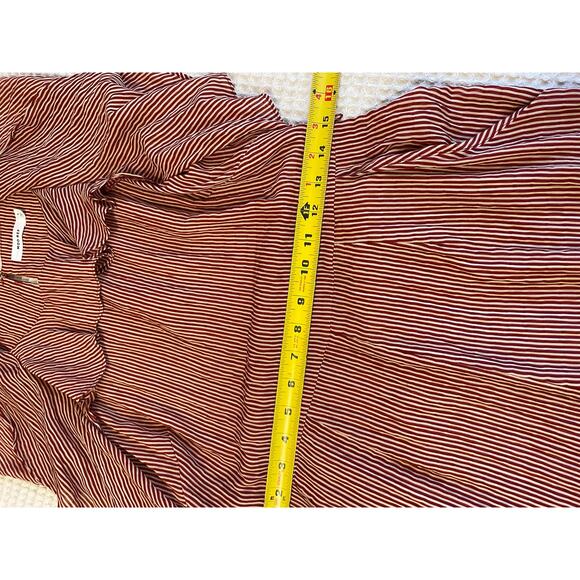 Mid Ref Red Pinstriped Flutter Sleeve Wide Leg Summer Style Jumpsuit Small - Picture 10 of 13